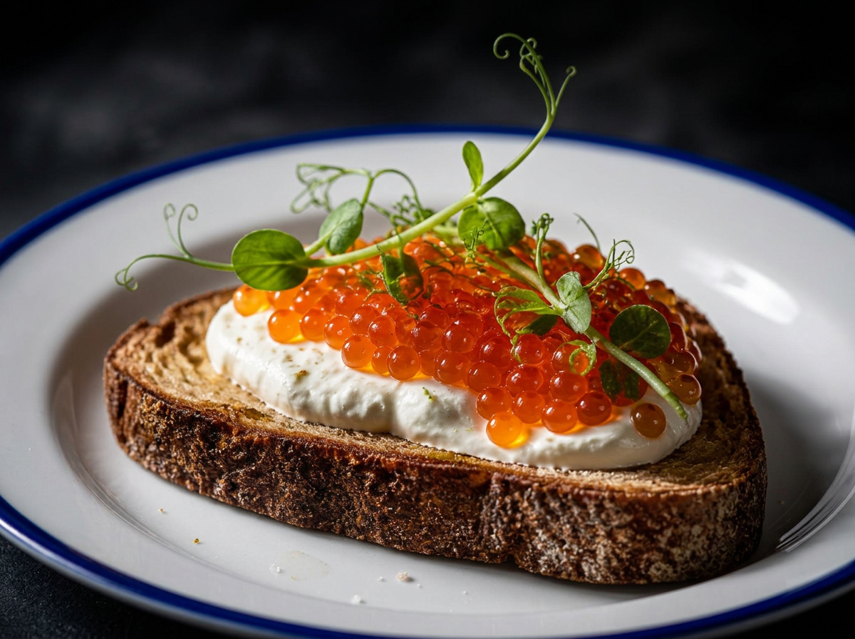 Tartine gastronomique aux herbes fraîches et légumes locaux
